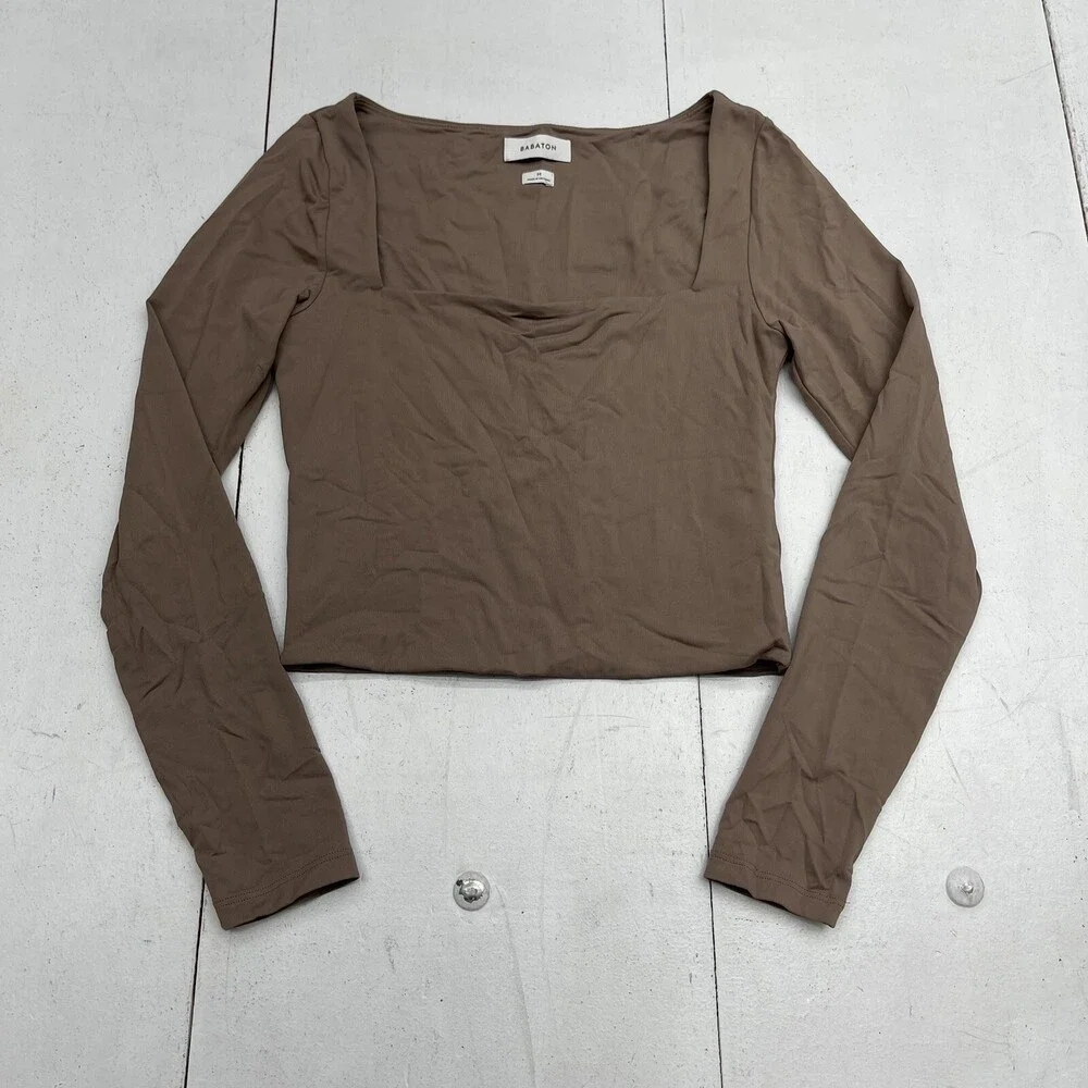 Babaton Deep Taupe Square Neck Long Sleeve Women’s Size Medium